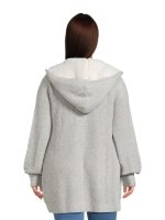 No Boundaries Juniors Plus Cardigan Sweater with Faux Sherpa Lined Hood, Midweight - Image 3