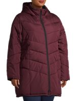 Big Chill Women's Plus Size Hooded Puffer Coat with Faux Sherpa Collar - Image 6