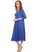 Women's Casual Basic Comfy 3/4 Sleeve Flare A-line Midi long maxi Dress - Image 2