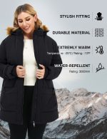 Soularge Women's Plus Size Hooded Winter Warm Casual Coat Outdoor (Black, 4X) - Image 6