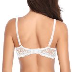 Deyllo Women's Sexy Lace Push Up Padded Plunge Add Cups Underwire Lift Up Bra, White 36B - Image 3