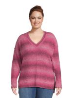 Terra & Sky Women's Plus Size V-Neck Sweater, Sizes 0X-4X