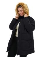 Soularge Women's Plus Size Hooded Winter Warm Casual Coat Outdoor (Black, 4X) - Image 4
