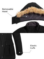 Wantdo Women's Plus Size Puffer Jacket Quilted Winter Coat Warm Hooded Winter Jacket Black 4X - Image 6